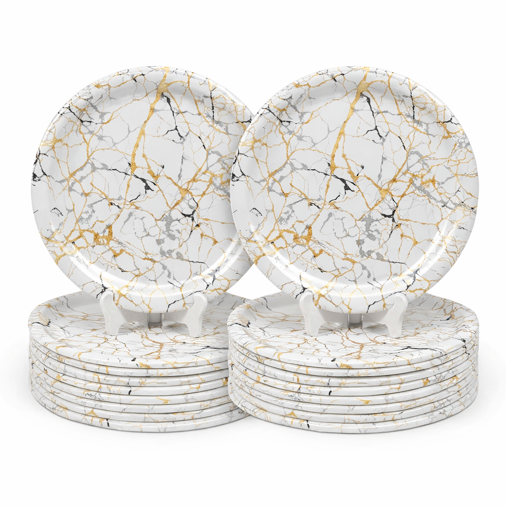 Ariya Melamine Dinner Plates 13 Inch Set of 24 | Royal Marble