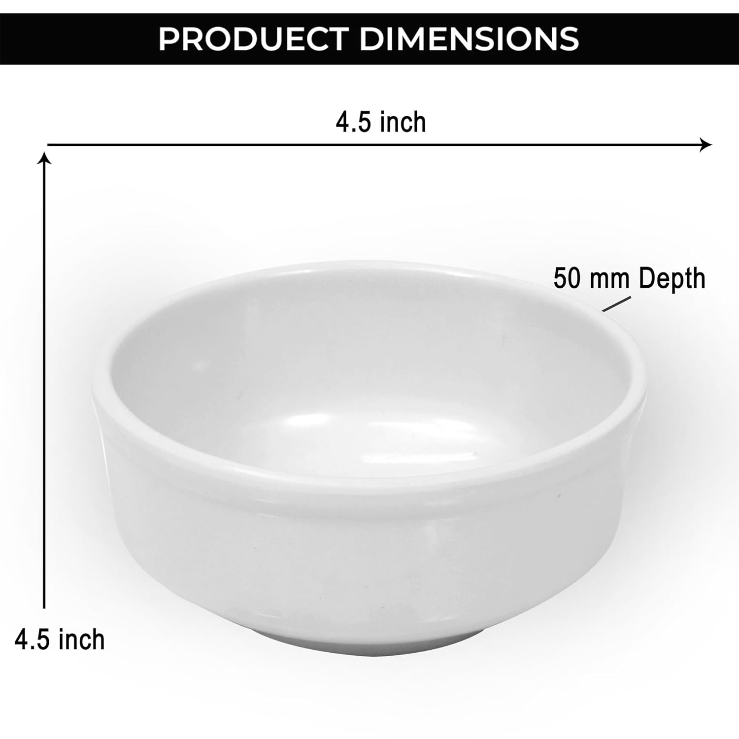 Ariya 4.5" Melamine Soup Bowls Set of 12 | White, 350ml | 584