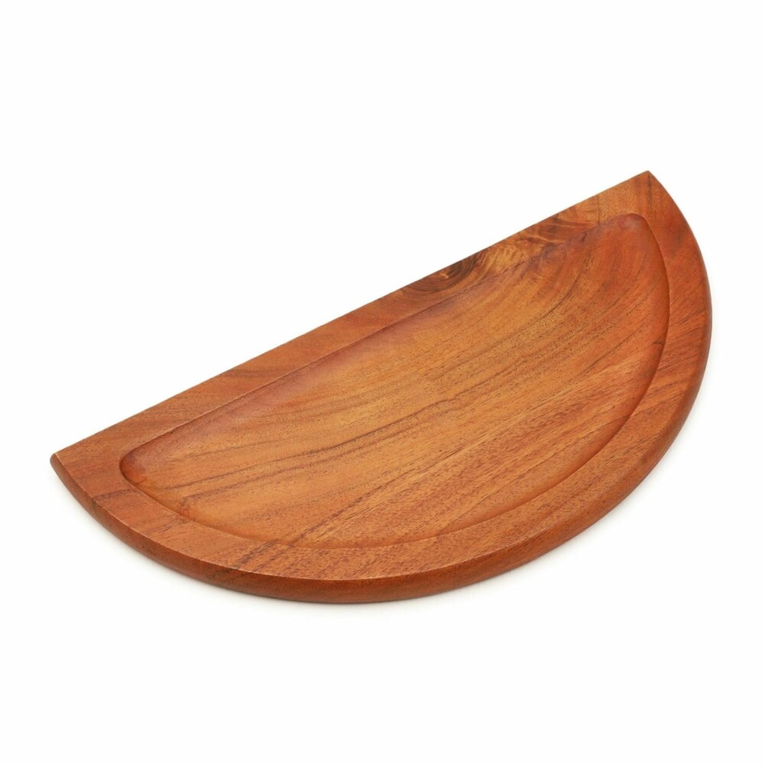 Ariya 12.5x6.5” Acacia Half-Moon Serving Platter with Chutney Bowl – Cheese & Snacks