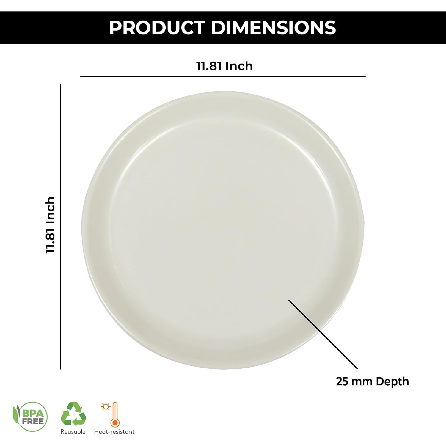 Ariya Melamine Dinner Plates 12 Inch Set of 24 | White