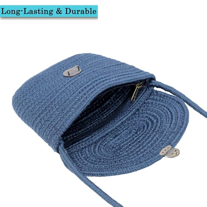 Ariya Compact Cotton Handbag – Stylish Everyday Purse for Women | Blue