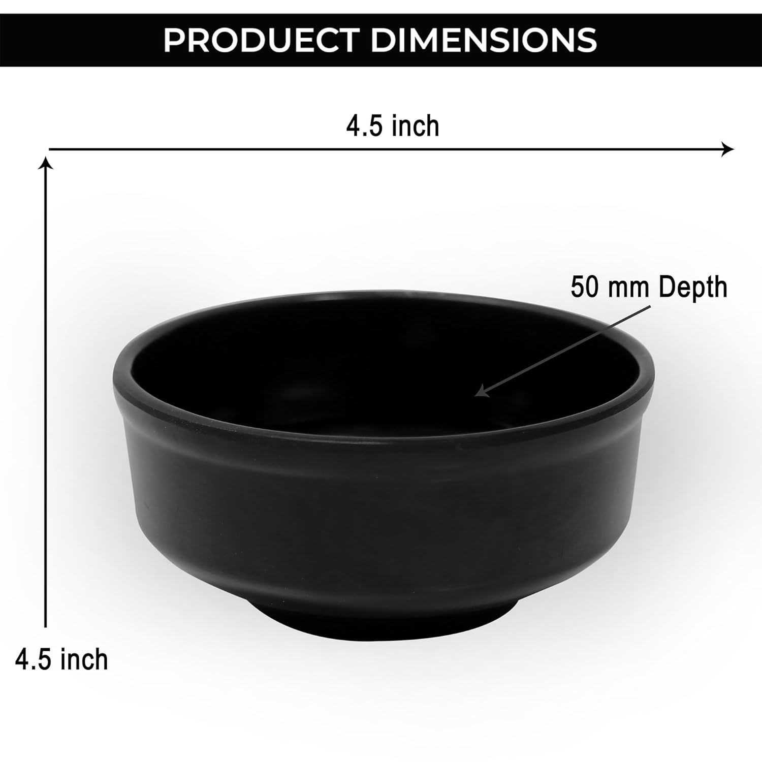 Ariya 4.5" Melamine Soup Bowls Set of 12 | Black, 350ml | 584