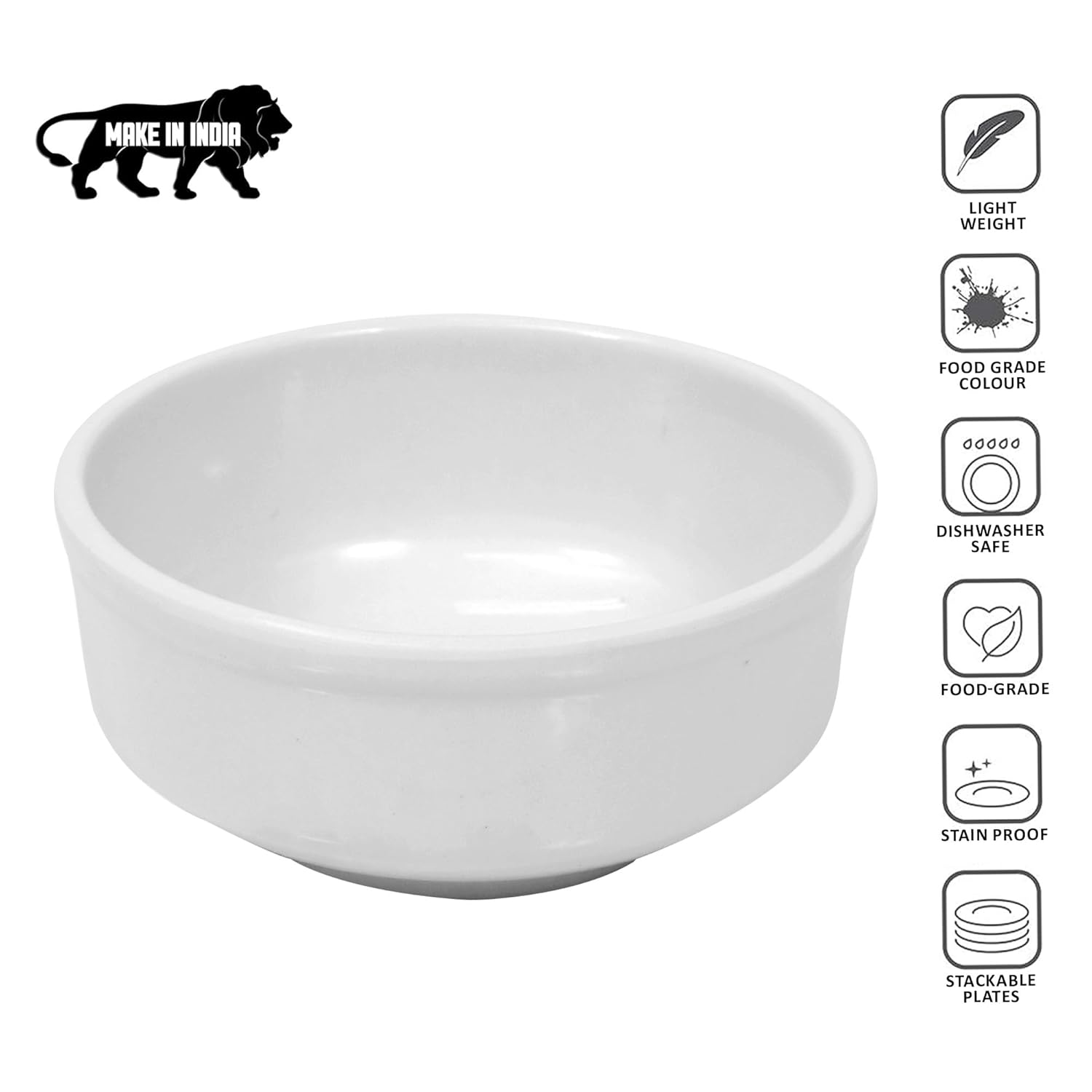 Ariya 4.5" Melamine Soup Bowls Set of 24 | White, 350ml | 584