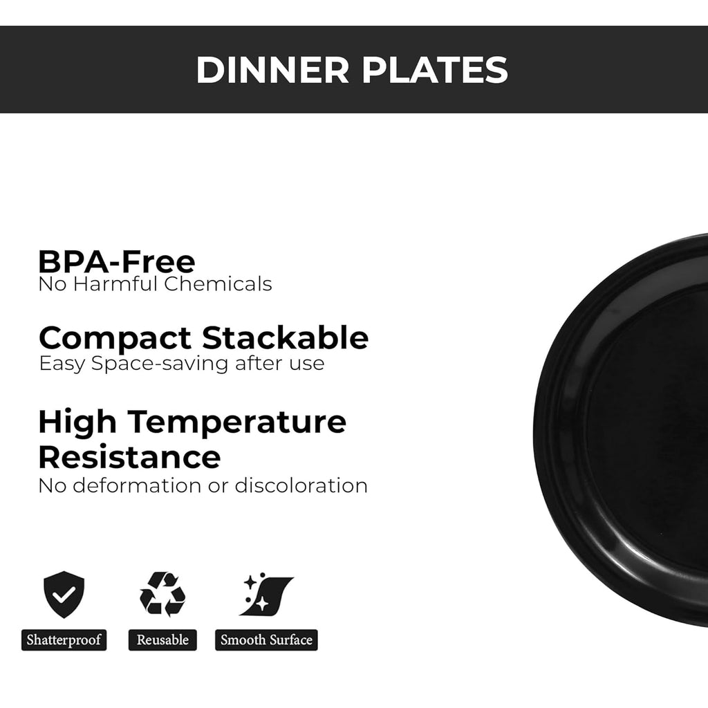 Ariya Melamine Dinner Plates 13 Inch Set of 24 | Midnight Mirage