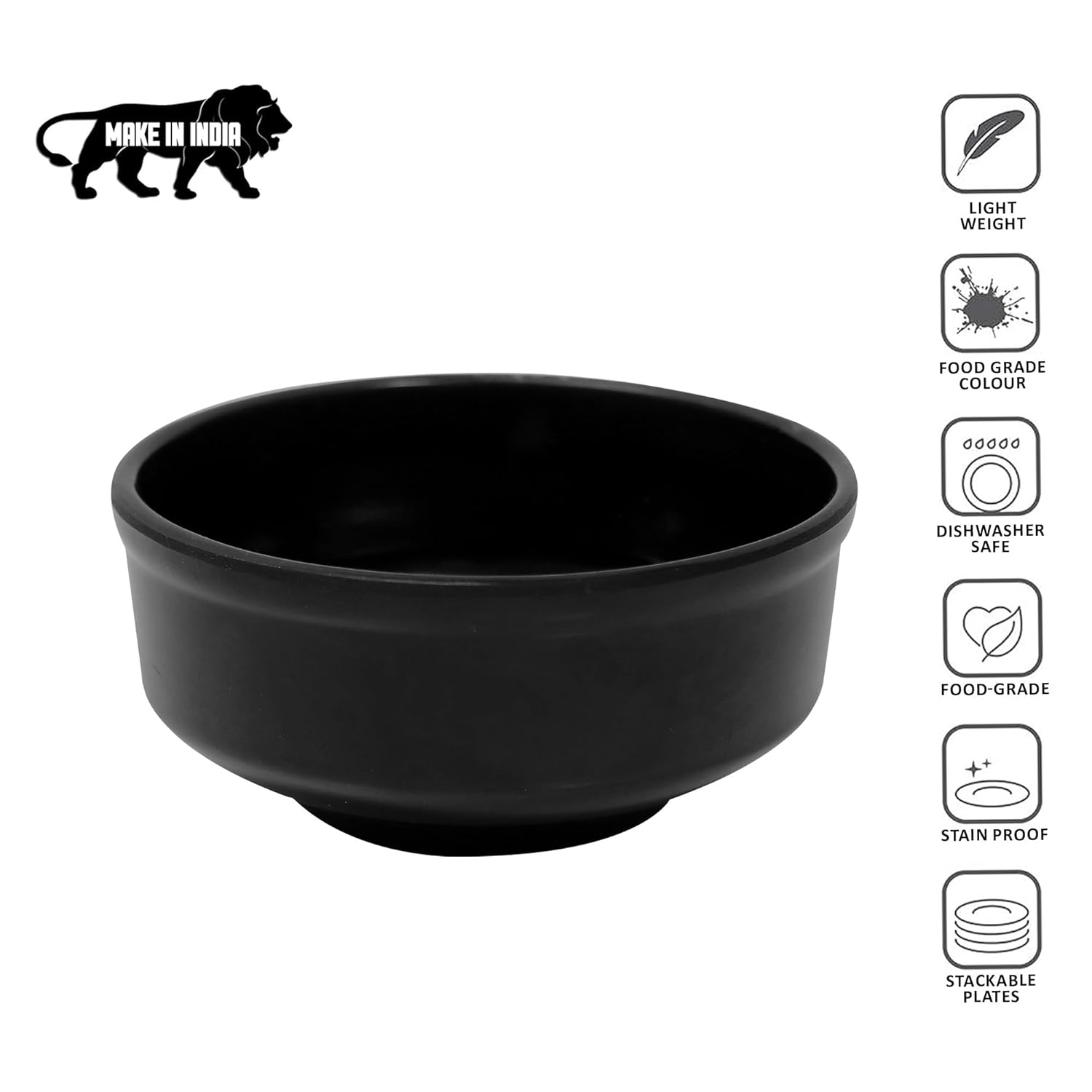 Ariya 4.5" Melamine Soup Bowls Set of 24 | Black, 350ml | 584
