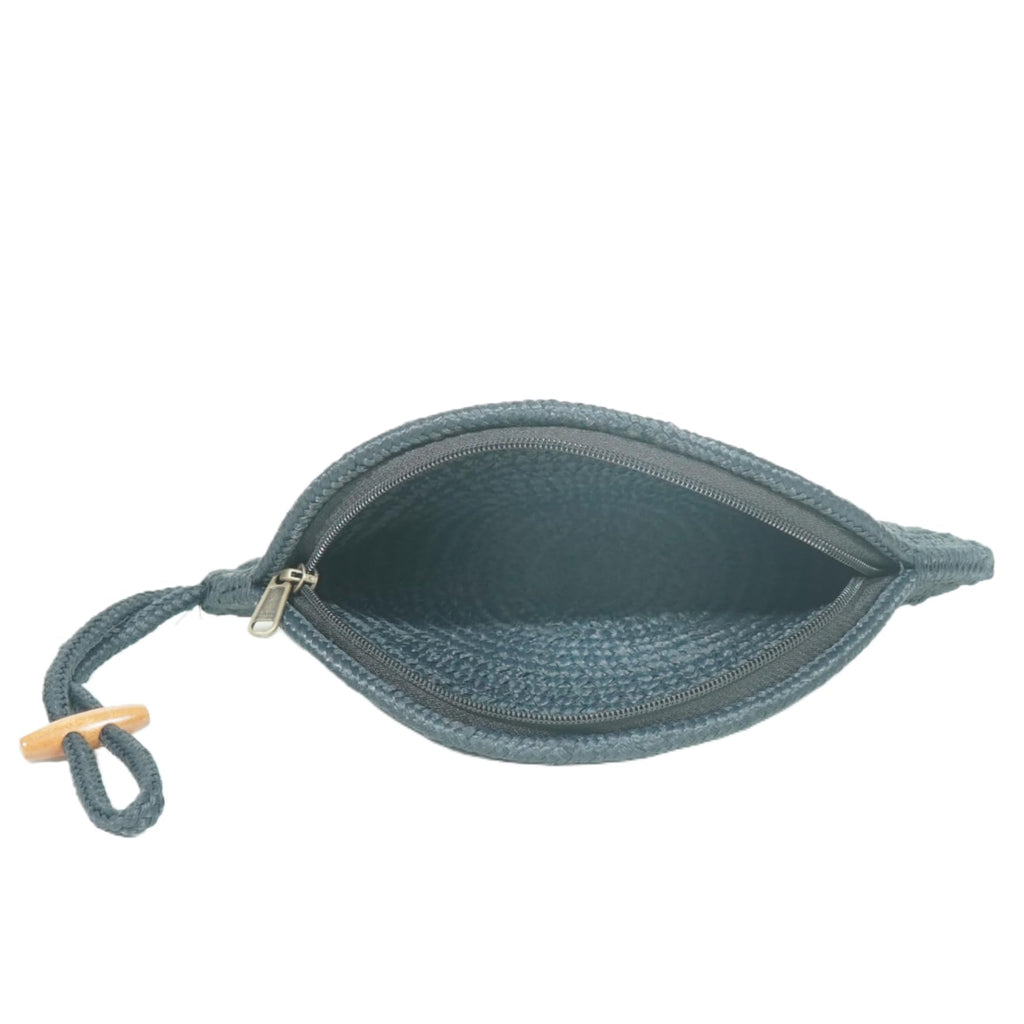 ARIYA Stylish Unique Handmade Dark Grey (PP & Cotton Blend) Clutch Bag with Flower, Perfect for Parties, Weddings & Everyday Outings