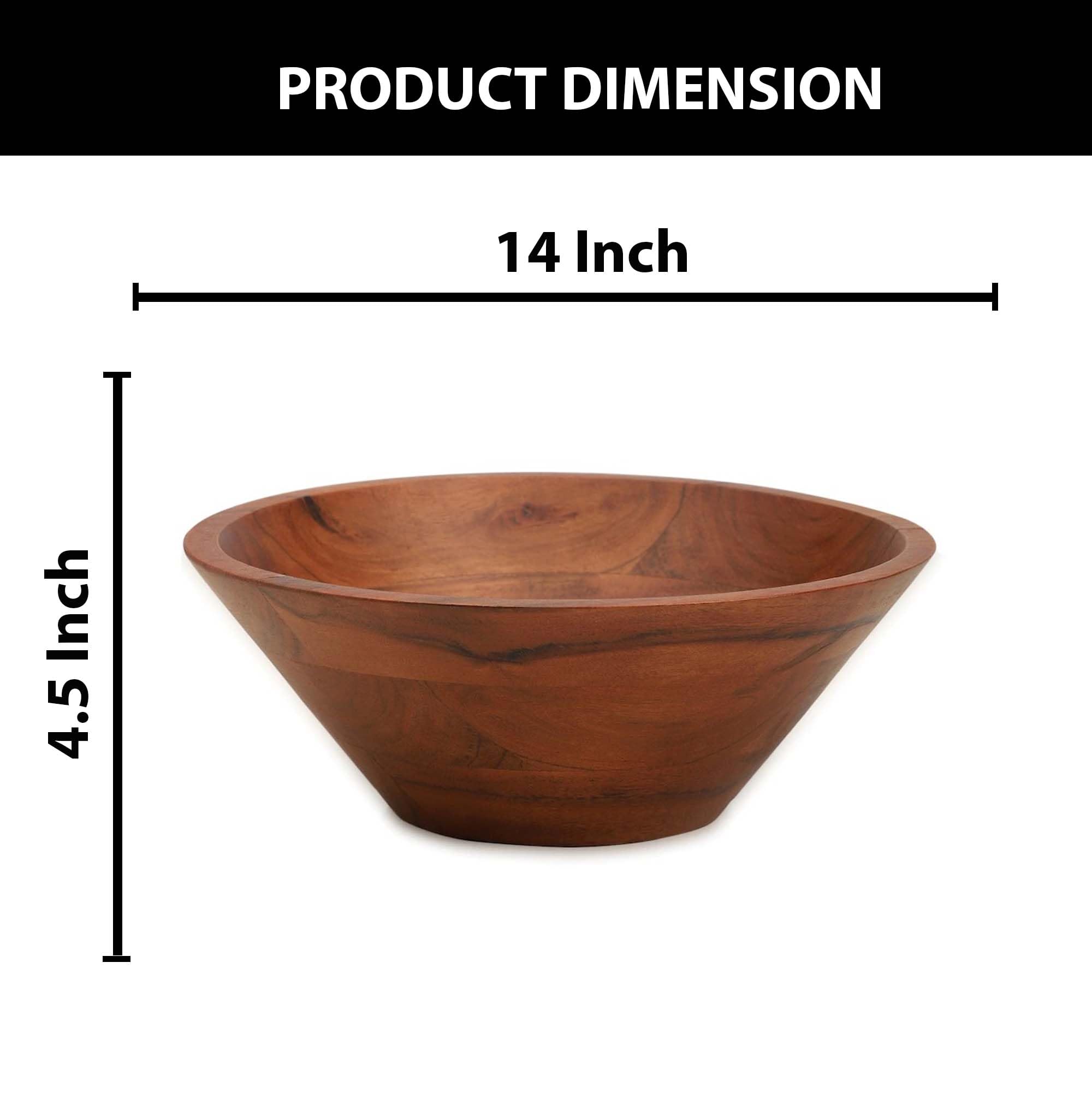 Ariya 14" Acacia Wooden Salad Bowl | Handmade, Durable & Elegant