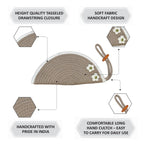 ARIYA Stylish Unique Handmade Beige & White Line (PP & Cotton Blend) Clutch Bag with 2 Flower, Perfect for Parties, Weddings & Everyday Outings