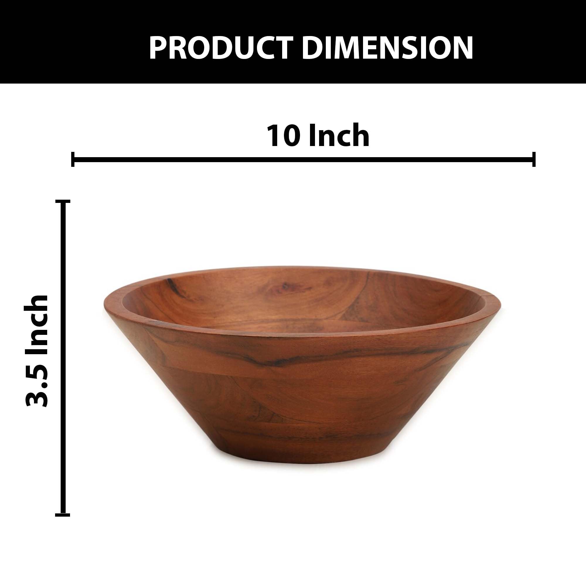 Ariya 10" Acacia Wood Salad Bowl – Handmade for Salads, Fruits & Décor