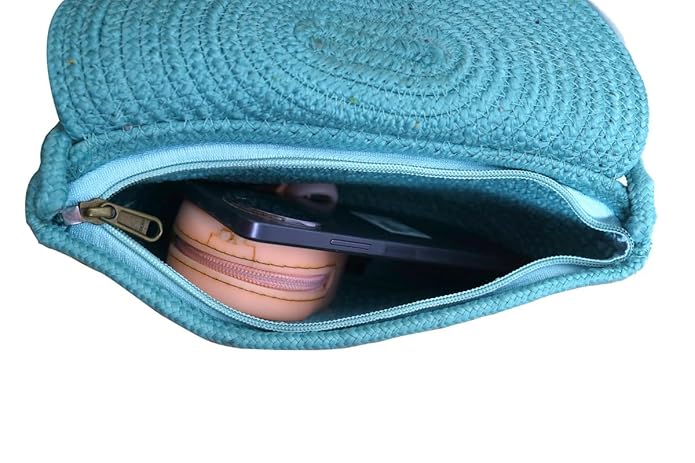 Ariya Compact Cotton Handbag – Stylish Everyday Purse for Women | Sky Blue