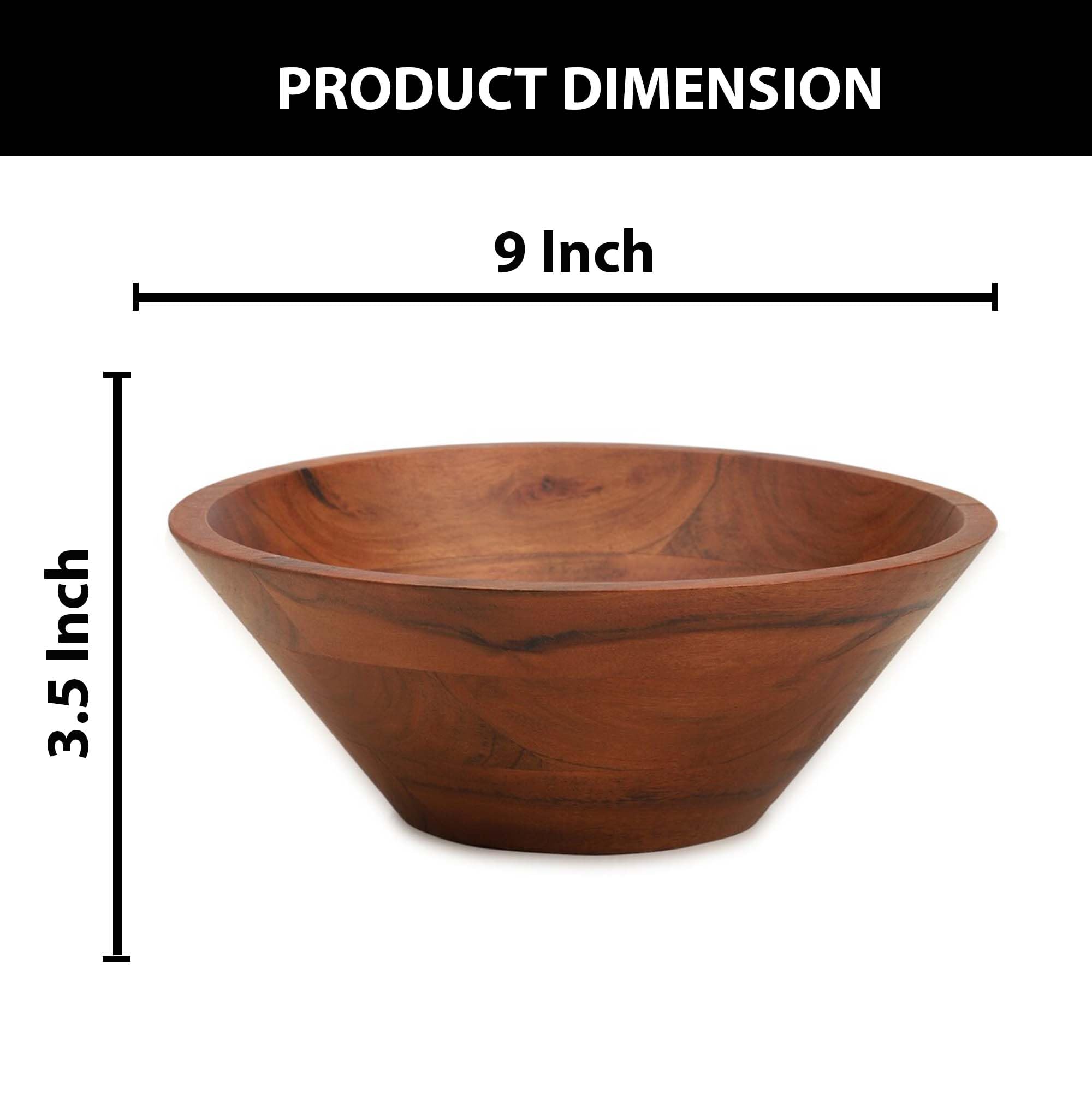 Ariya 9" Acacia Wood Salad Bowl – Handmade, Rustic & Durable for Salads, Fruits & Snacks