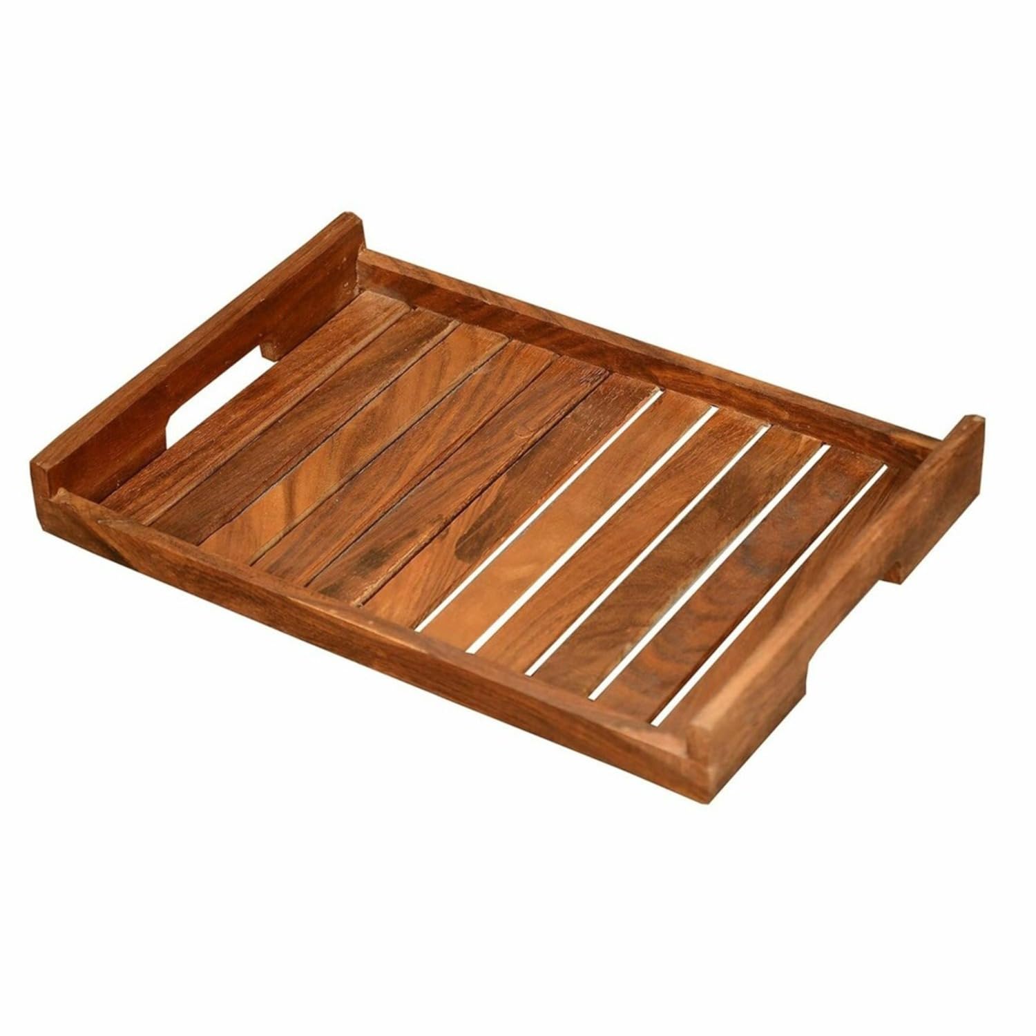 Ariya 10" Acacia Wooden Serving Tray with Handles – Handcrafted for Snacks & Drinks