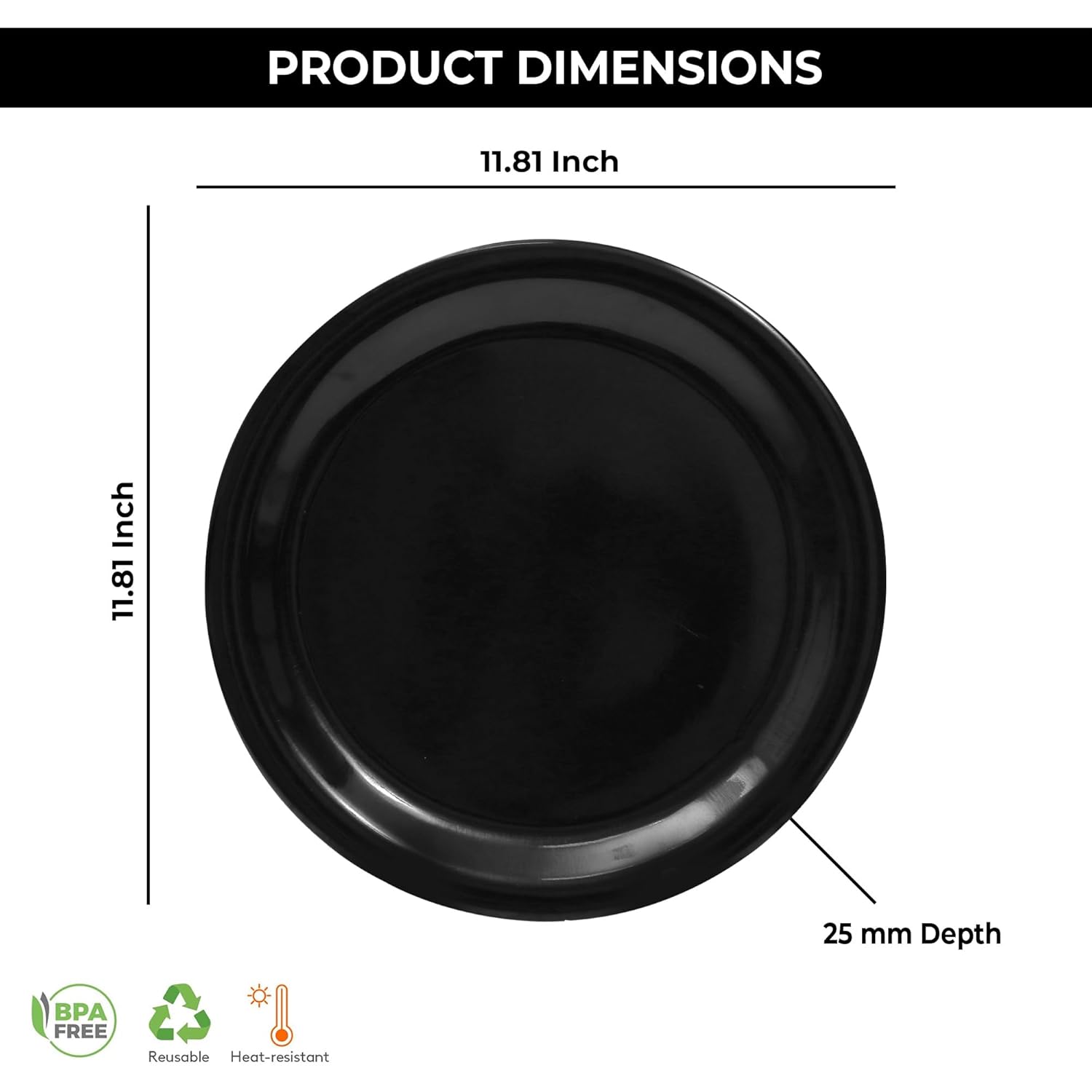 Ariya Melamine Dinner Plates 13 Inch Set of 12 | Midnight Mirage