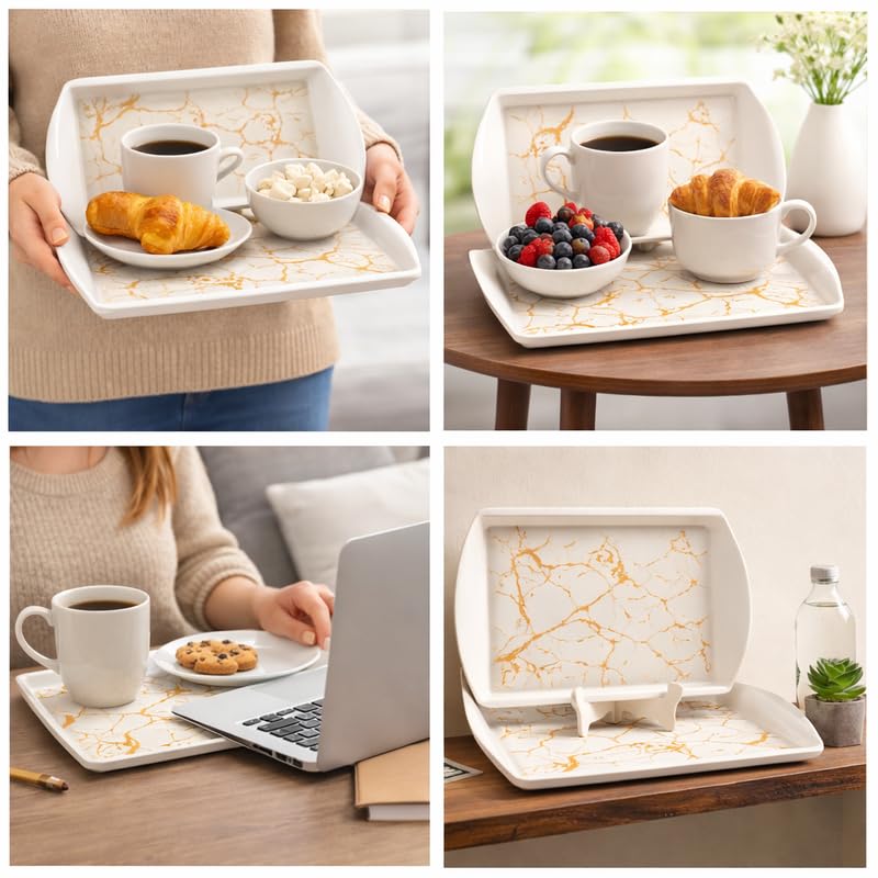 Ariya Melamine Rectangular Tray Set of 2 – Golden Veins