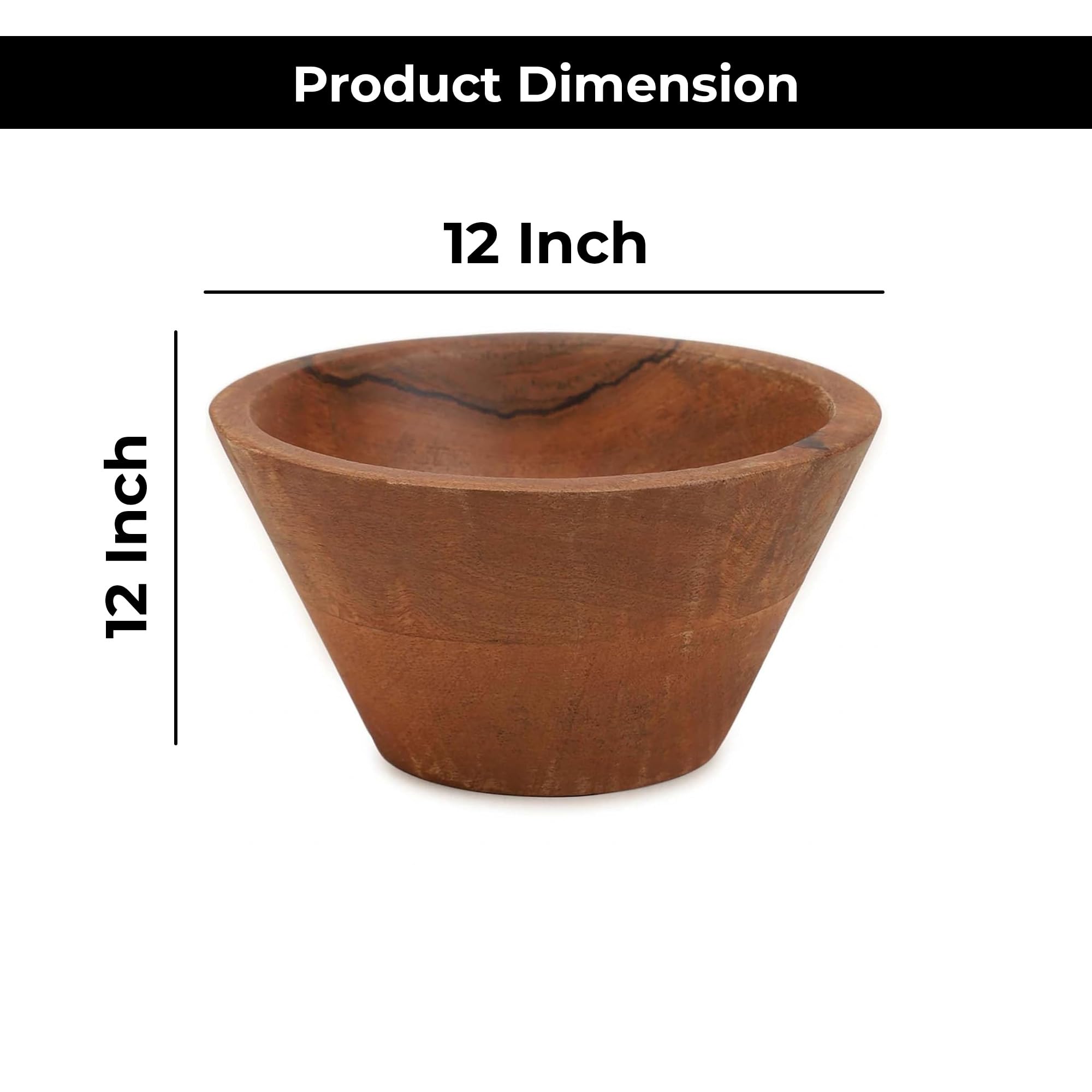 Ariya 12" Acacia Wood Salad Bowl – Handmade, Durable & Elegant for Kitchen & Dining