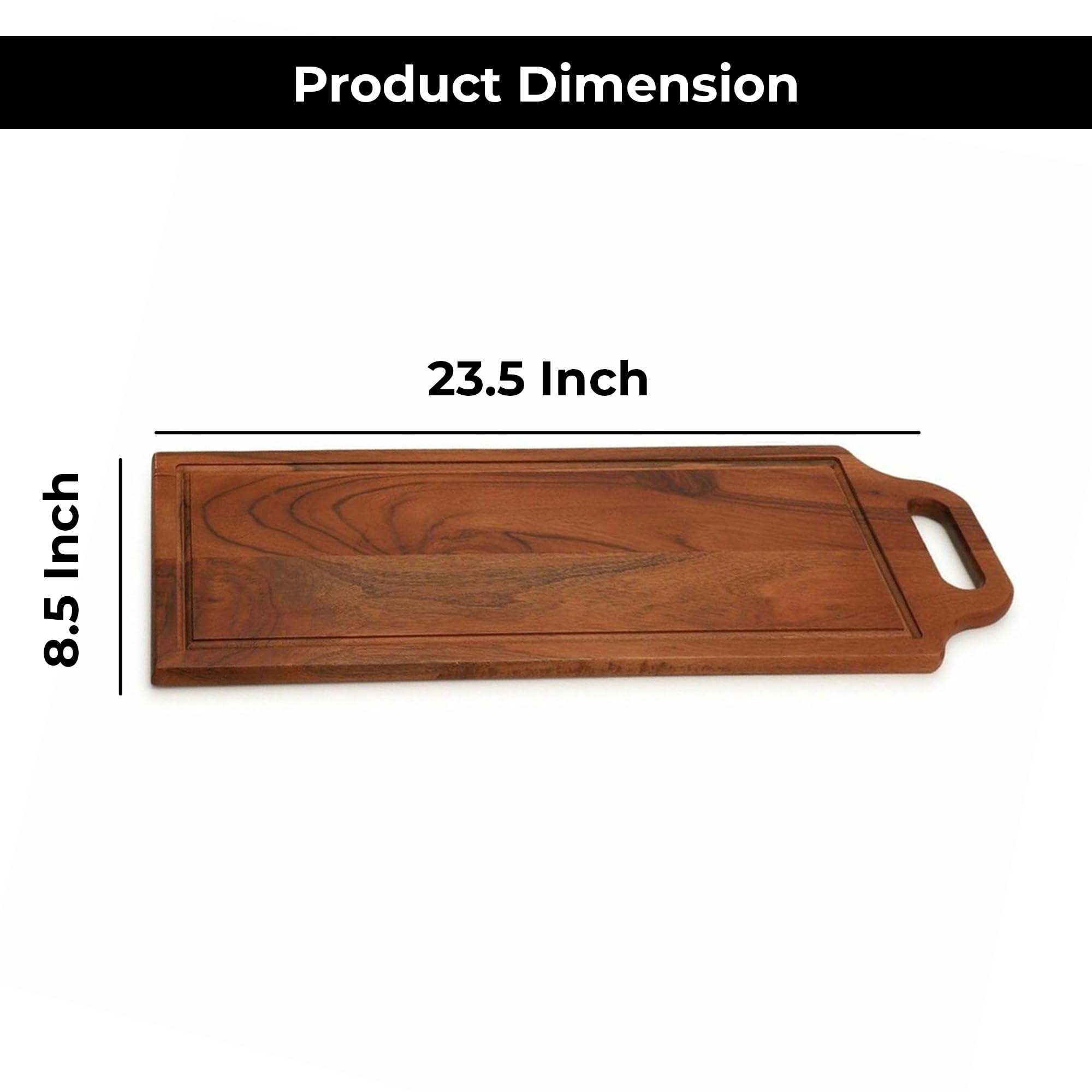 Ariya 23.5x8.5" Acacia Wood Serving Platter with Chutney Bowl – Nuts, Bread & Snacks