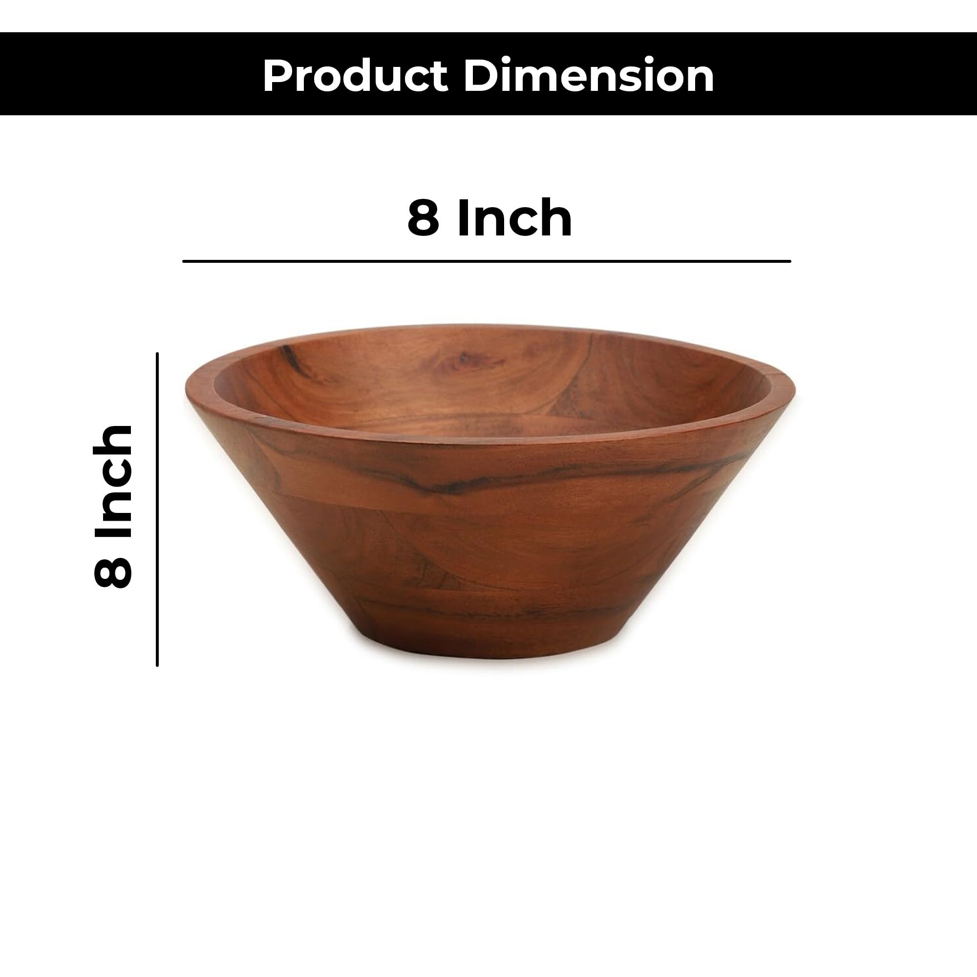 Ariya 8" Acacia Wood Salad Bowl – Handmade, Durable & Elegant