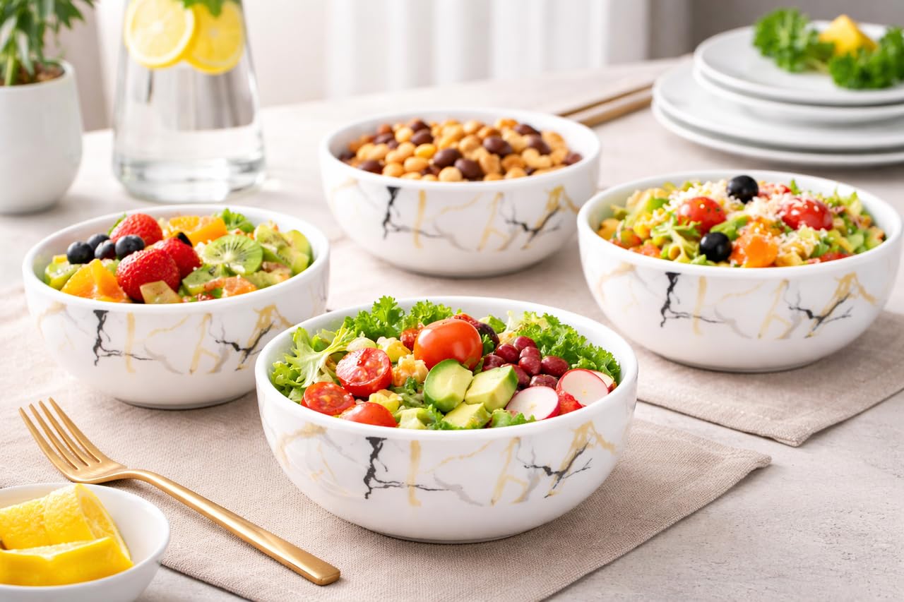 Ariya 4.5" Melamine Soup Bowls Set of 12 | White Gold Black, 350ml | 608