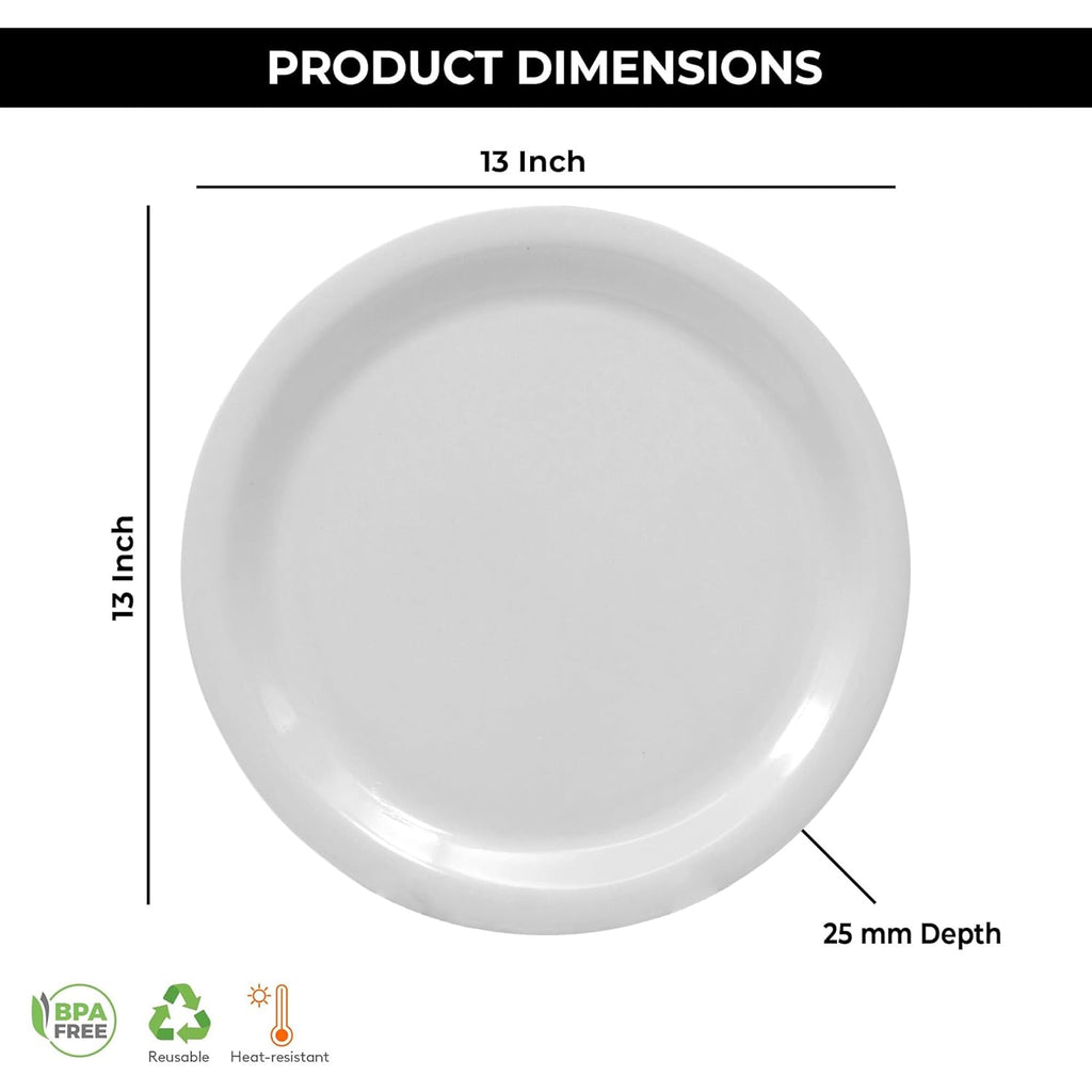 Ariya Melamine Dinner Plates 13 Inch Set of 24 | White