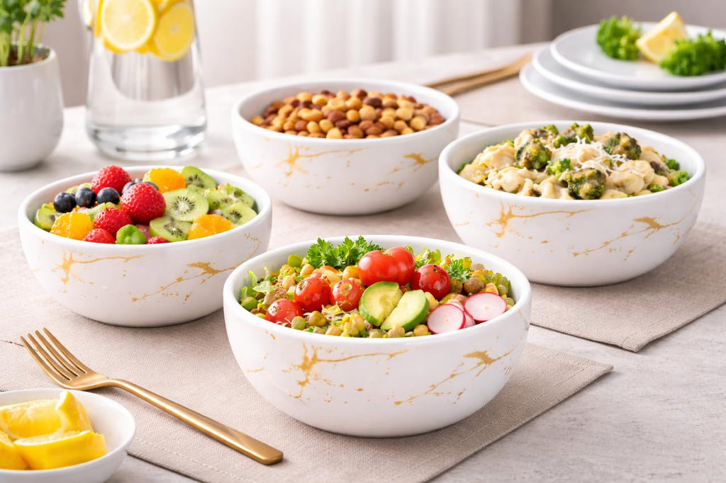 Ariya 4.5" Melamine Soup Bowls Set of 24 | White Gold Black, 350ml | 608