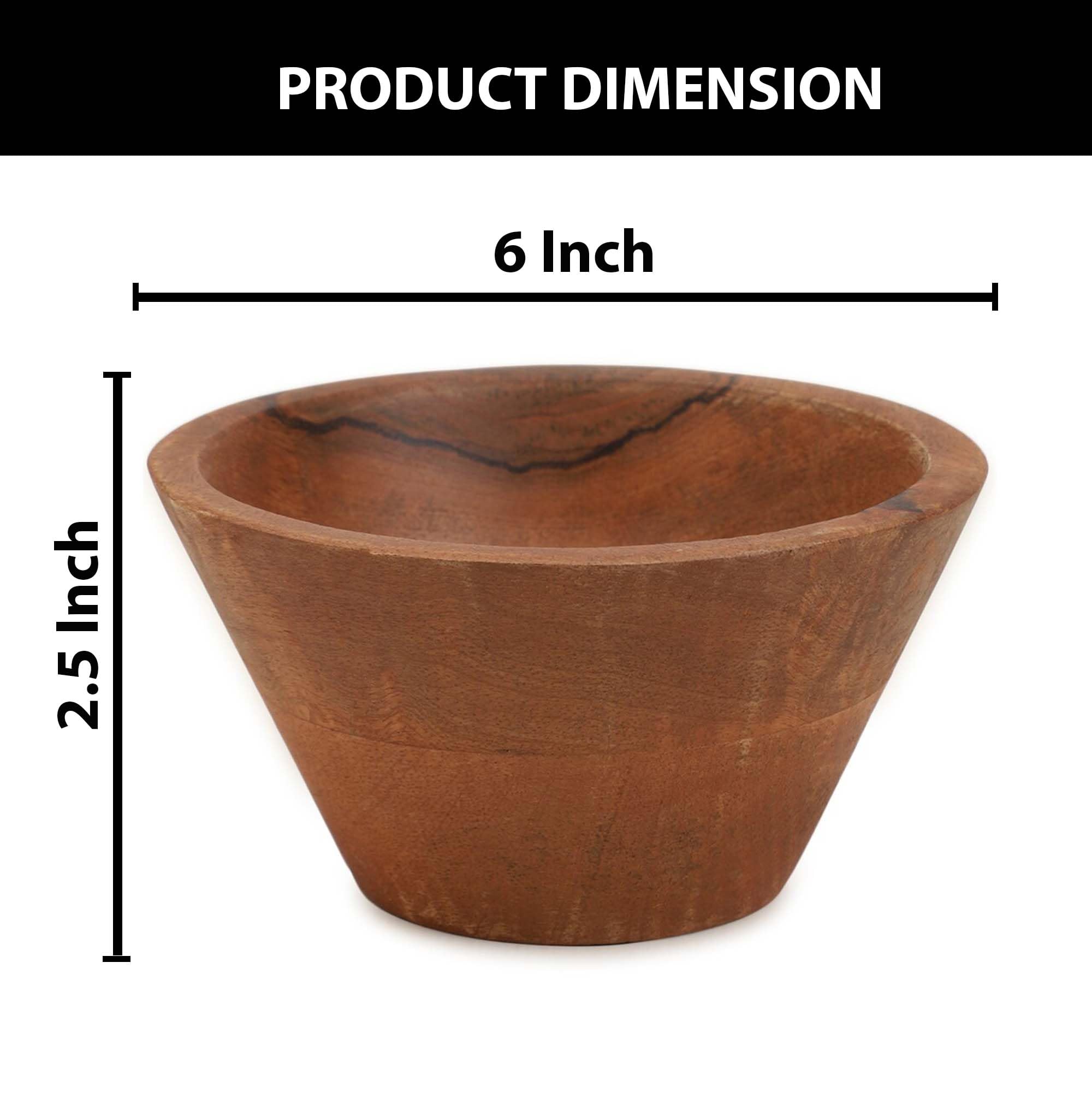Ariya 6" Acacia Wood Salad Bowl – Handmade, Elegant & Durable for Salads, Fruits & Snacks