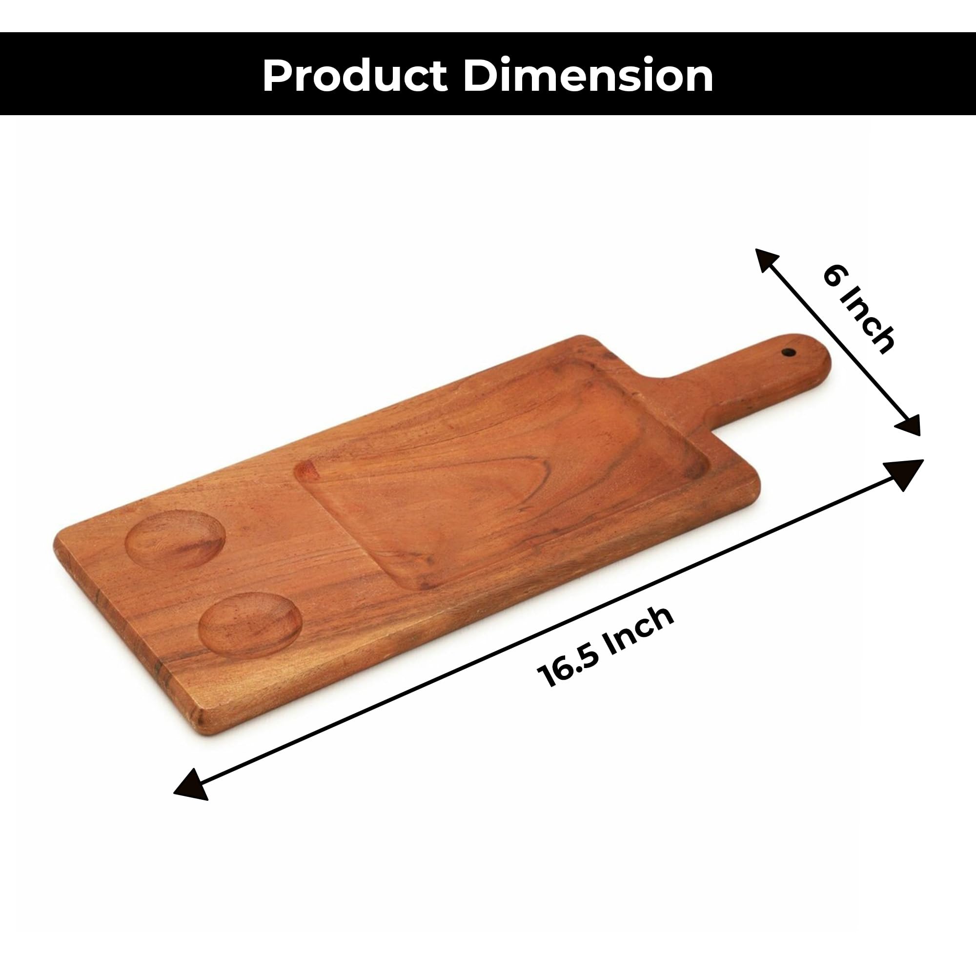 Ariya 16.5 x 6 Inch Acacia Wooden Rectangle Serving Platter with Handle