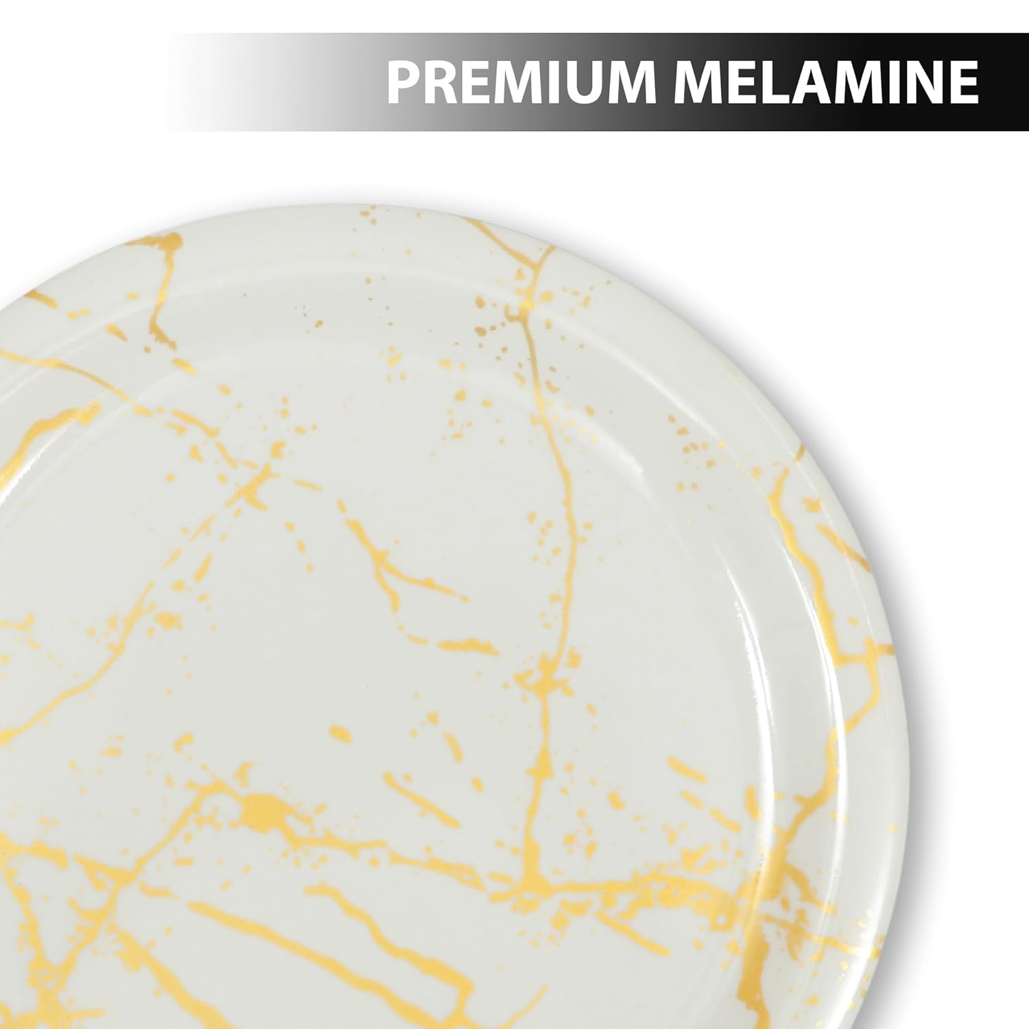 Ariya Melamine 11"Inch Dinner Plate | Off White-Golden | Pack of 4