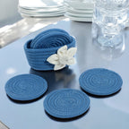 Cotton Coasters Set of 6 - Blue White Flower