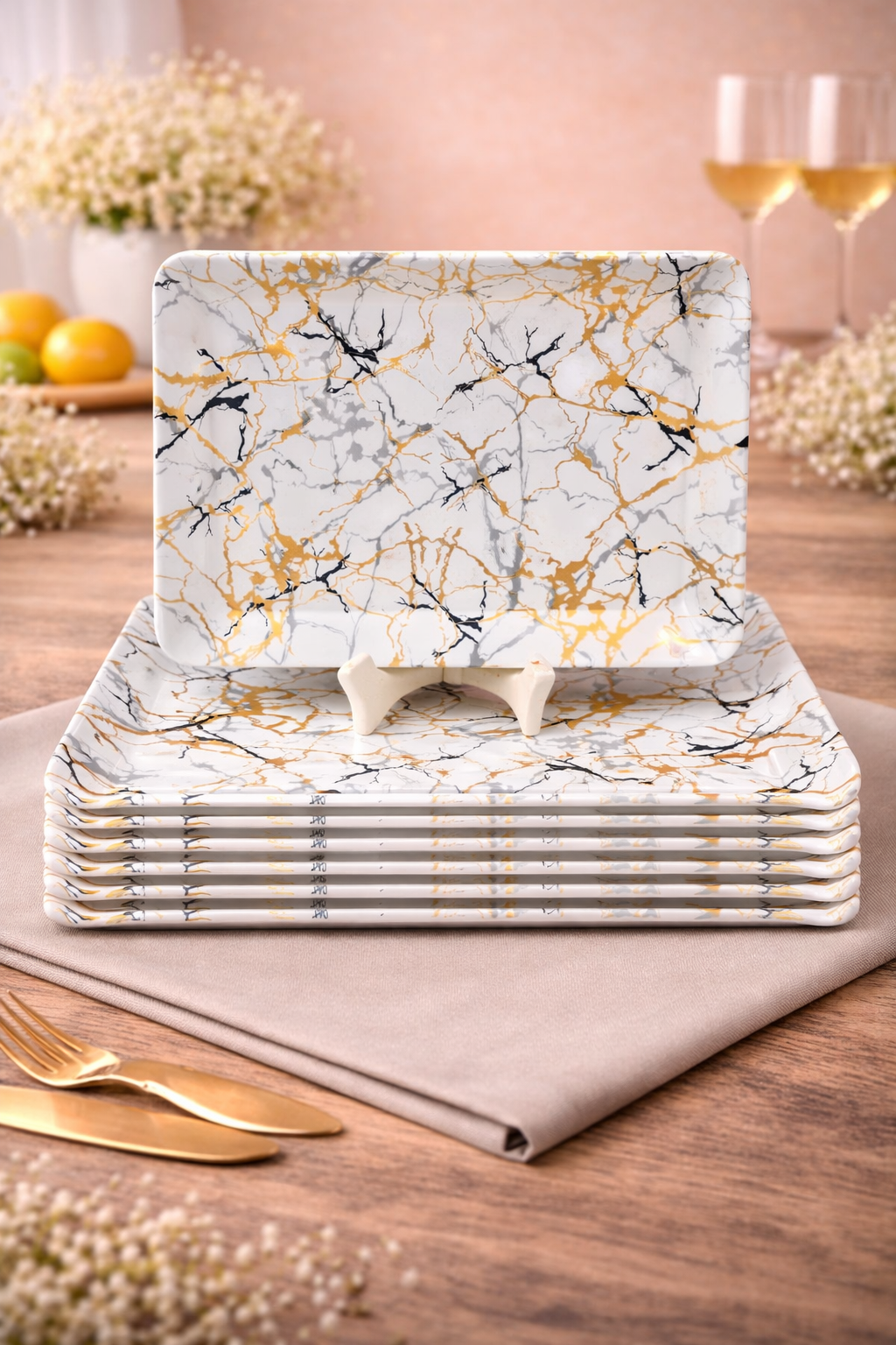 Ariya Melamine Serving Tray Set of 6 – Midnight Mirage | 604
