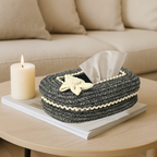 Ariya Grey White Lace Tissue Box With White Flower | Elegant Durable Holder