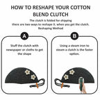 ARIYA Stylish Unique Handmade Black (PP & Cotton Blend) Clutch Bag with 2 Flower, Perfect for Parties, Weddings & Everyday Outings.