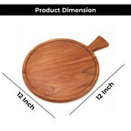 Ariya 10 x 10 Inch Acacia Wooden Round Serving Tray with Handle