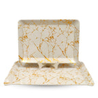 Ariya Melamine Serving Tray Set of 2 – White and Gold | 603,604