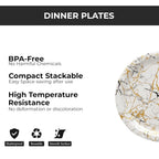 Ariya Melamine Dinner Plates 13 Inch Set of 24 | Royal Marble