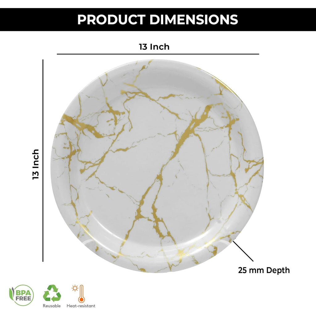 Ariya Melamine Dinner Plates 13 Inch Set of 12 | Golden Grace