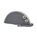 ARIYA Stylish Unique Handmade Light Grey & White Line (PP & Cotton Blend) Clutch Bag with 2 Flower, Perfect for Parties, Weddings & Everyday Outings