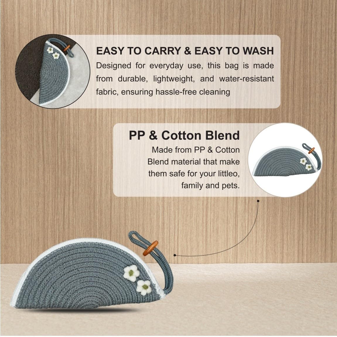 ARIYA Women Clutch Handbag with Flower (4077 | Dark Gray) Handcrafted PP & Cotton Blend Clutch, Perfect for Ladies & Girls, Lightweight Stylish Purse for Parties, Special Occasions, Casual & Formal