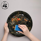Ariya Melamine Dinner Plates 13 Inch Set of 12 | Midnight Gold