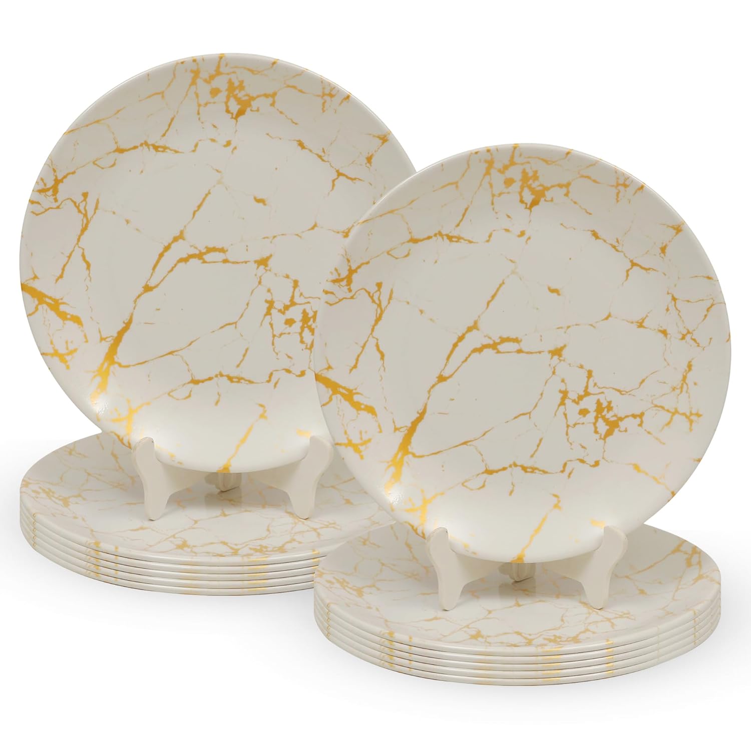 Ariya 10.5" Melamine Dinner Plates Set of 24 – Classic Gold Fusion
