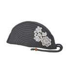 ARIYA Stylish Unique Handmade Grey (PP & Cotton Blend) Clutch Bag with Flower, Perfect for Parties, Weddings & Everyday Outings