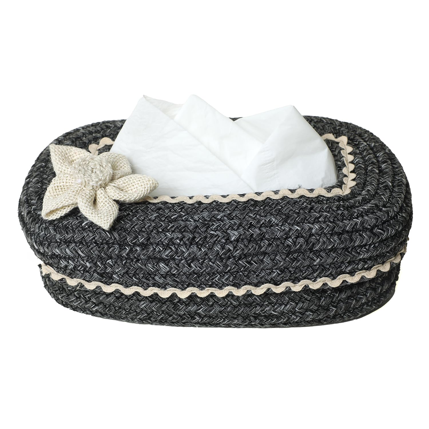 Ariya Cotton Tissue Box Holder – Grey - White Lace
