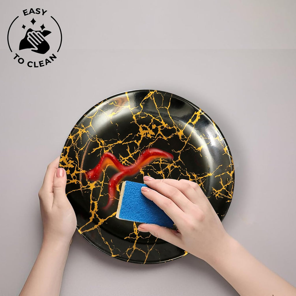 Ariya 10.5" Melamine Dinner Plates Set of 12 – Golden Thunder