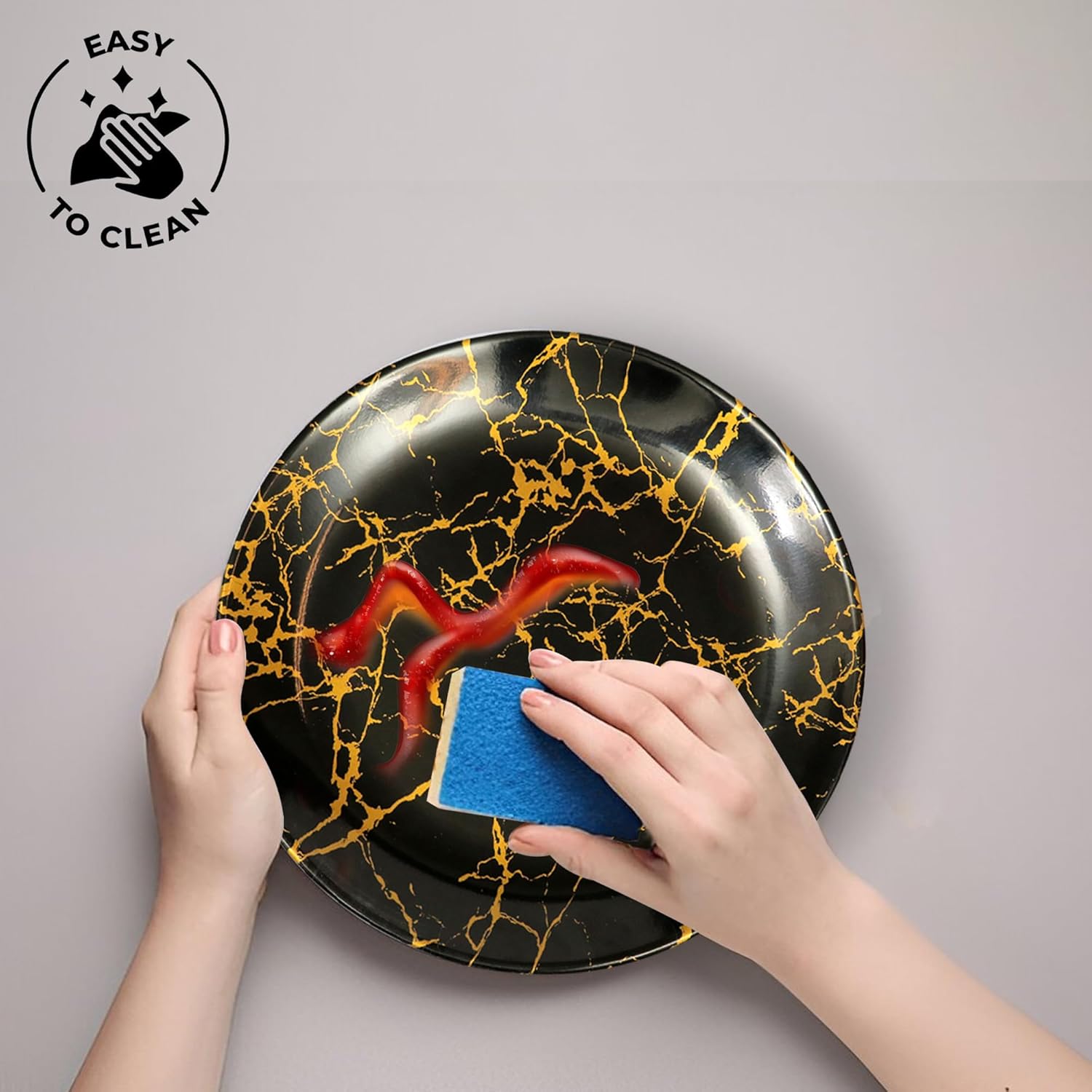 Ariya 10.5" Melamine Dinner Plates Set of 12 – Golden Thunder