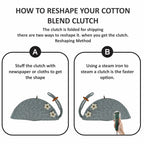 ARIYA Stylish Unique Handmade Light Grey (PP & Cotton Blend) Clutch Bag with 2 Flower, Perfect for Parties, Weddings & Everyday Outings