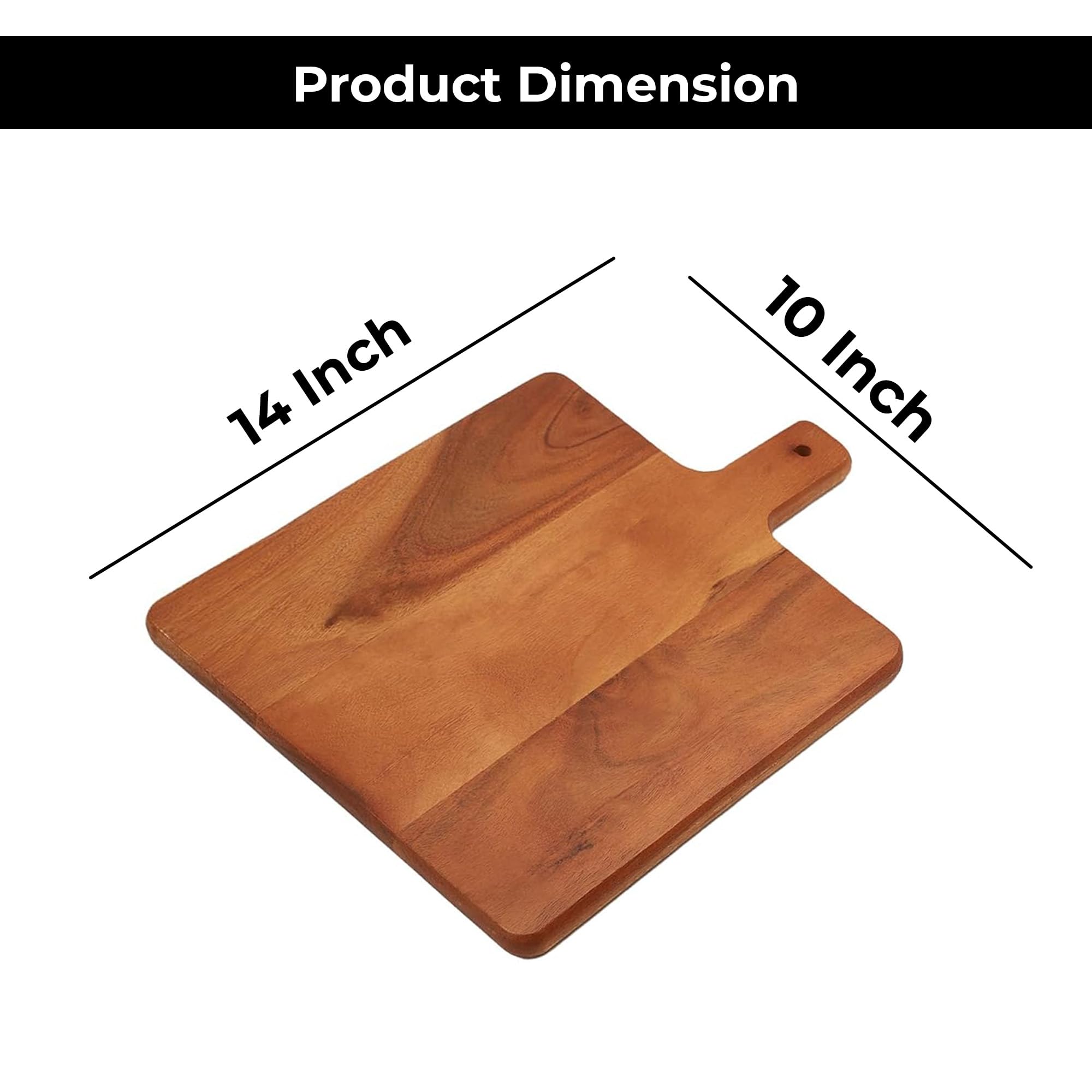 Ariya 14x10 Inch Acacia Wood Square Serving Platter with Handle