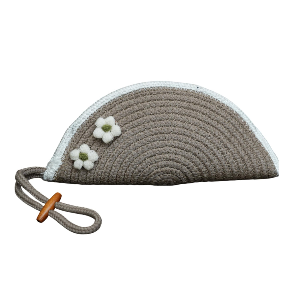 ARIYA Women Clutch Handbag with Flower (4077 | Beige) Handcrafted PP & Cotton Blend Clutch, Perfect for Ladies & Girls, Lightweight Stylish Purse for Parties, Special Occasions, Casual & Formal