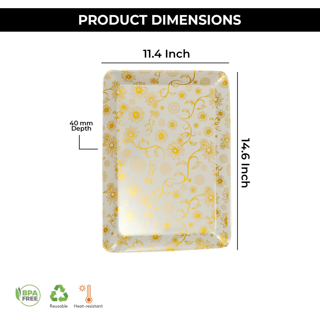 Ariya Melamine Serving Tray Set of 6 – Golden Bloom | 605