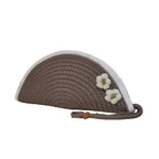 ARIYA Stylish Unique Handmade Brown & White Line (PP & Cotton Blend) Clutch Bag with 2 Flower, Perfect for Parties, Weddings & Everyday Outings
