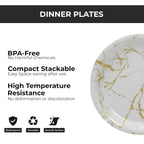 Ariya Melamine Dinner Plates 13 Inch Set of 12 | Golden Grace