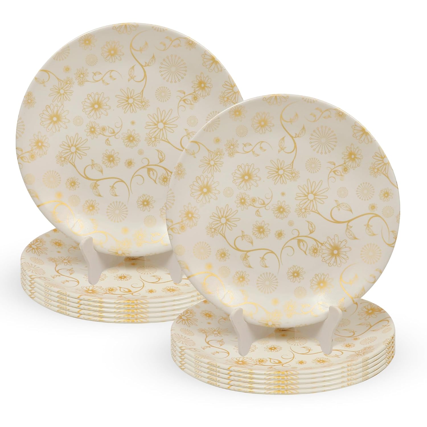 Ariya Melamine Dinner Plates 12 Inch Set of 24 | Flower Pattern